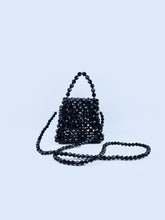 Petit sac à main bandoulière en perles noires Sac rétro fait main en perles pour célébrités sur Internet